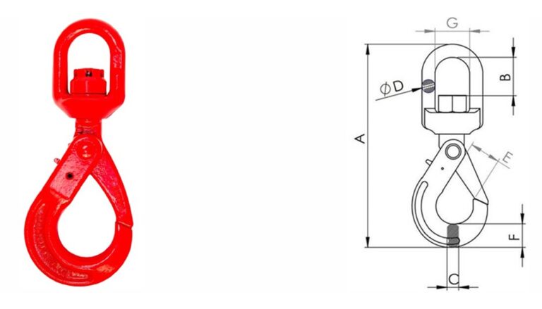 Gancho giratório automático grau 8 para içamento e movimentação de cargas industriais